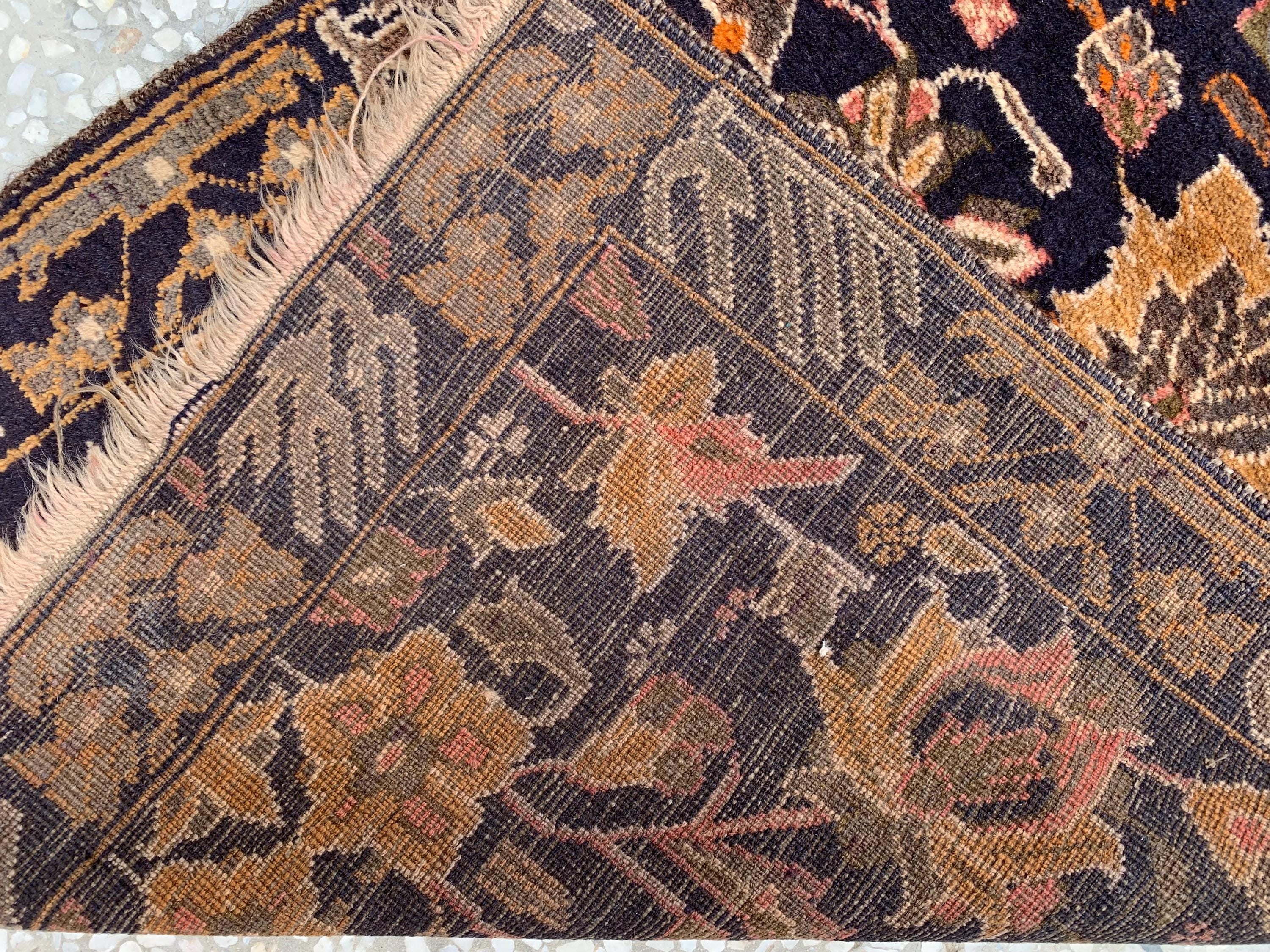 Vintage Baluchi Runner Rug 9.10x2.10 ft – Hand-Knotted Tribal Hallway Runner | Persian Wool Rug | Narrow Oriental Rug | Boho Entryway Decor