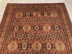 7x10ft Handmade Beljik Mazar Rug –Rust & Beige Afghan Wool Carpet, Tribal Geometric Pattern, High-Quality Area Rug for Living Room or Office