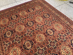 7x10ft Handmade Beljik Mazar Rug –Rust & Beige Afghan Wool Carpet, Tribal Geometric Pattern, High-Quality Area Rug for Living Room or Office
