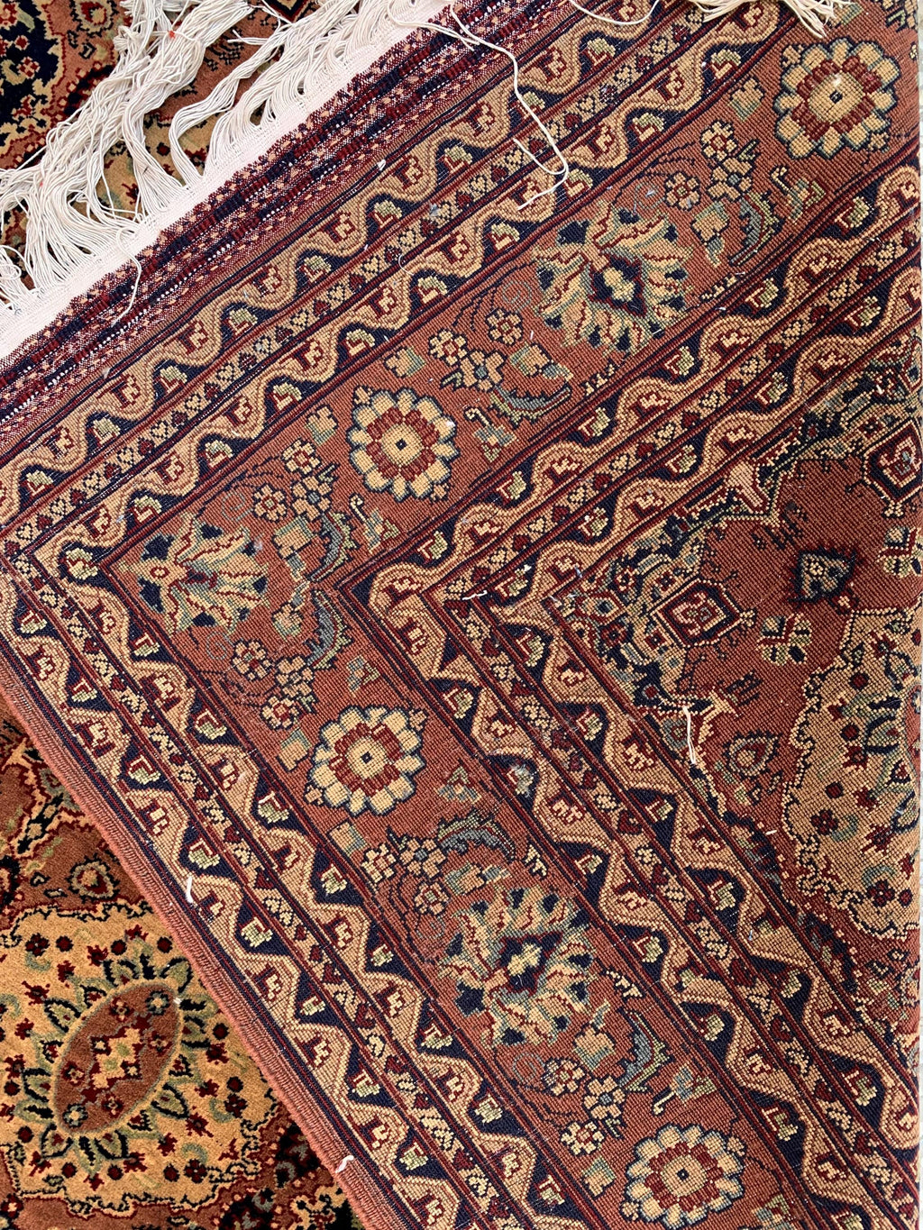 7x10ft Handmade Beljik Mazar Rug –Rust & Beige Afghan Wool Carpet, Tribal Geometric Pattern, High-Quality Area Rug for Living Room or Office