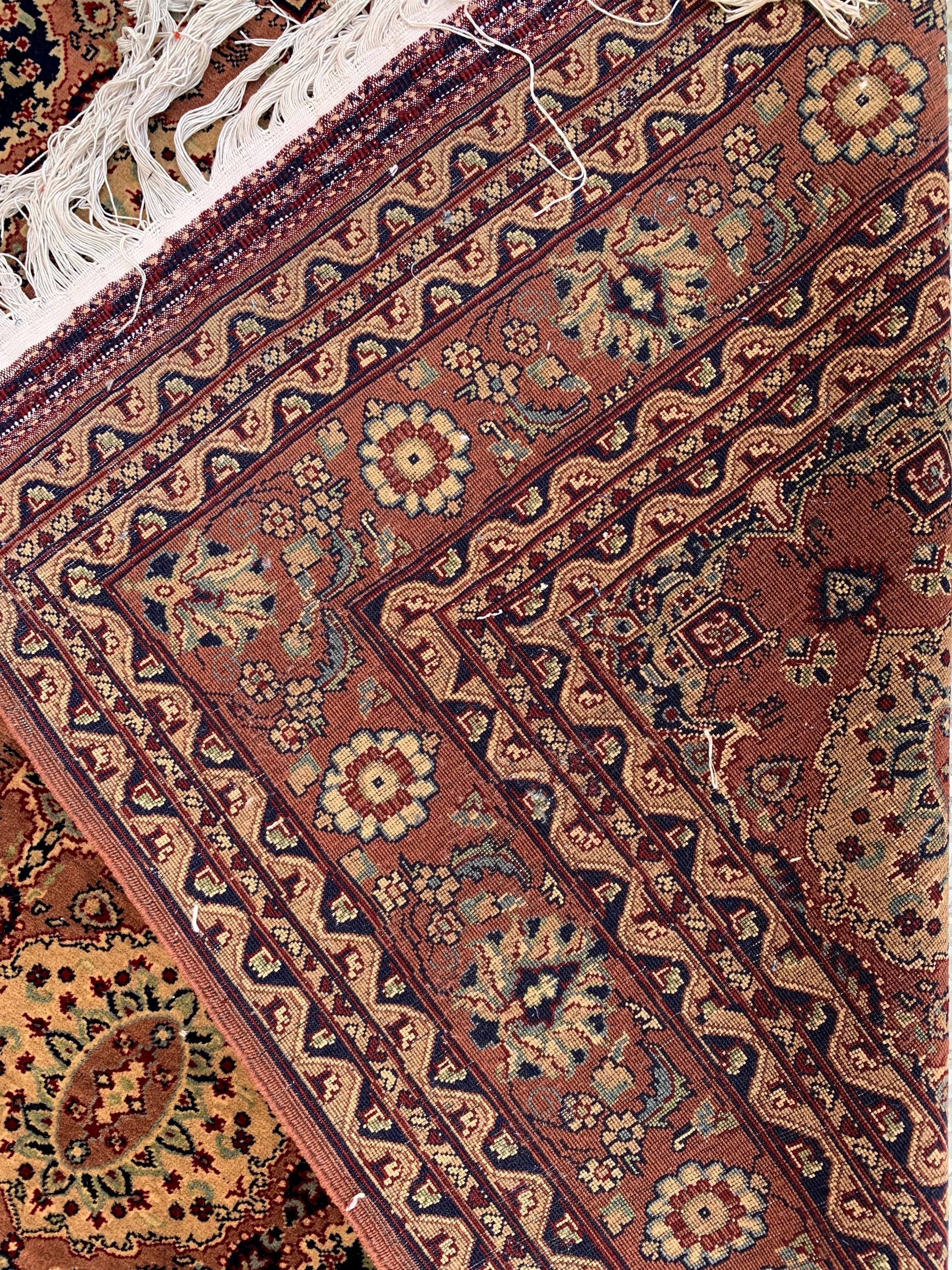 7x10ft Handmade Beljik Mazar Rug –Rust & Beige Afghan Wool Carpet, Tribal Geometric Pattern, High-Quality Area Rug for Living Room or Office