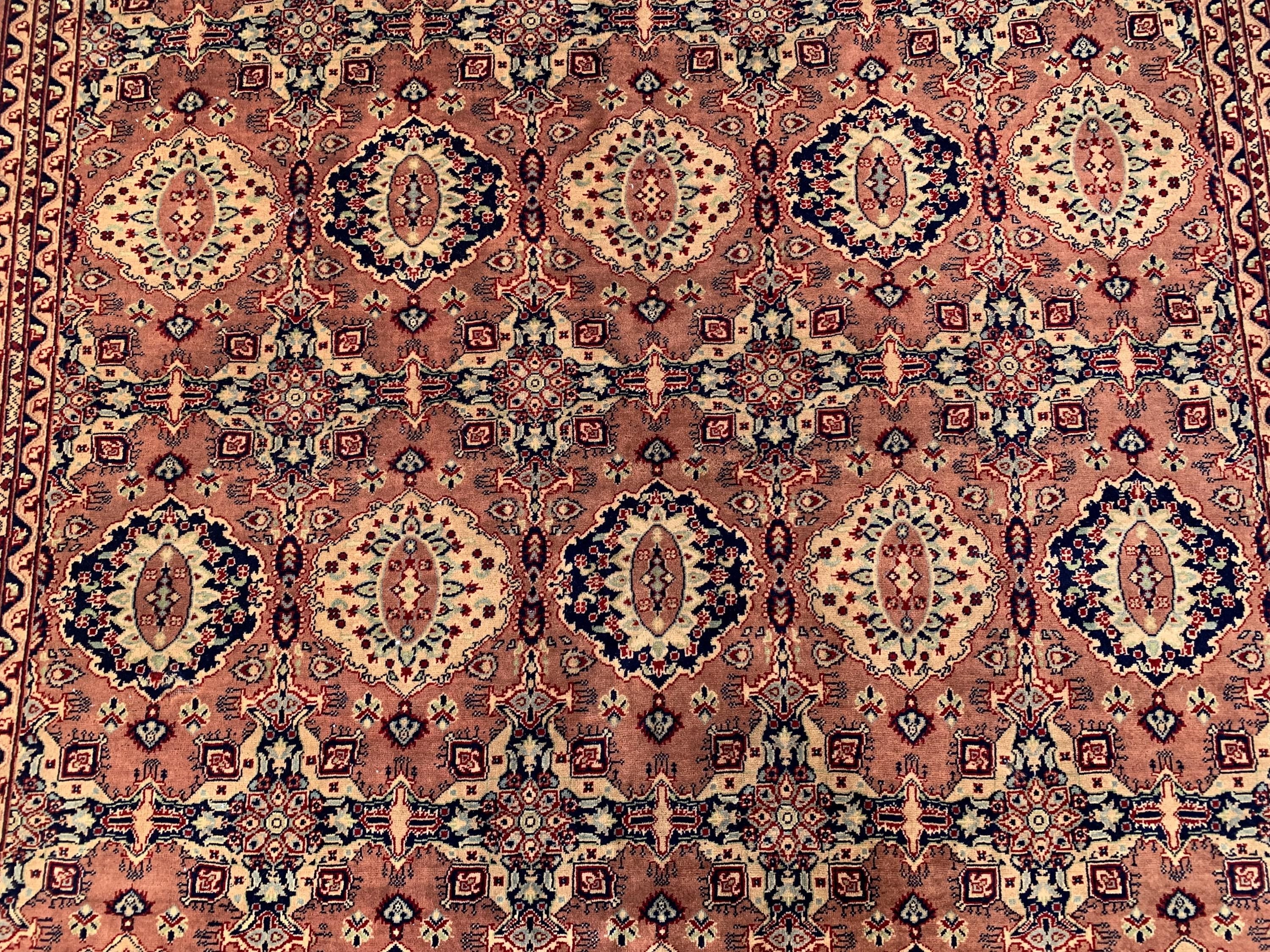 7x10ft Handmade Beljik Mazar Rug –Rust & Beige Afghan Wool Carpet, Tribal Geometric Pattern, High-Quality Area Rug for Living Room or Office