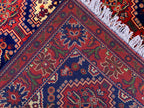 4x5ft, Handmade Square Rug – Red, Beige & Blue Wool Area Carpet, Afghan Tribal Oriental Design, Small Room or Entryway Rug, dining table rug