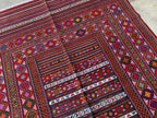 7x9ft, Kilim Rug –Turkmen Handwoven Wool Area Rug – Boho Tribal Geometric Carpet– Afghan Flatweave Rug – Large Living Room Decor 278x186 cm