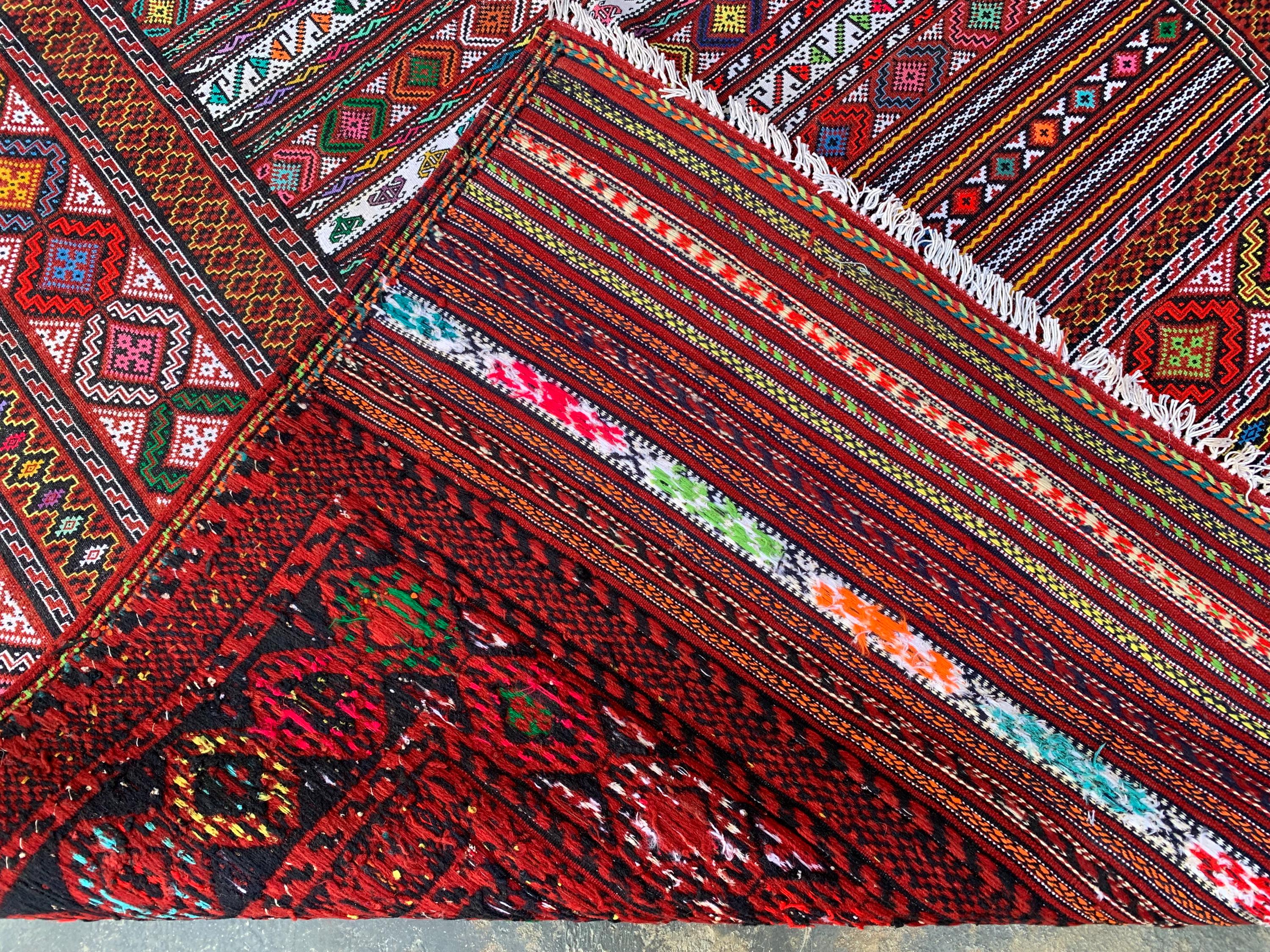 7x9ft, Kilim Rug –Turkmen Handwoven Wool Area Rug – Boho Tribal Geometric Carpet– Afghan Flatweave Rug – Large Living Room Decor 278x186 cm