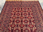 7x9ft, Vintage Afghan Kilim Rug – Handwoven Wool Tribal Carpet – Red Geometric Flatweave – Large Boho Area Rug – Ethnic Living Room Decor