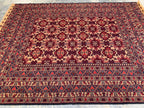 7x9ft, Vintage Afghan Kilim Rug – Handwoven Wool Tribal Carpet – Red Geometric Flatweave – Large Boho Area Rug – Ethnic Living Room Decor