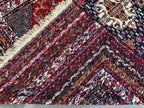 4'4x6'6ft Handwoven Afghan Persian Rug – Red Navy Wool Tribal Carpet – Central Medallion Oriental Area Rug – Boho Ethnic Decor, Bedroom Rug
