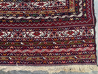 4'4x6'6ft Handwoven Afghan Persian Rug – Red Navy Wool Tribal Carpet – Central Medallion Oriental Area Rug – Boho Ethnic Decor, Bedroom Rug