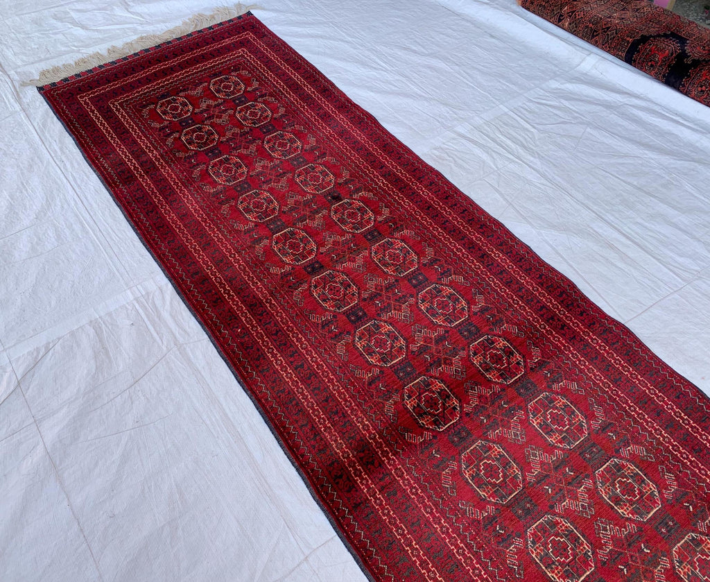 Vintage Waziri Runner Rug 10x2.9 – Hand-Knotted Tribal Hallway Rug, Boho Wool Carpet, Persian Style Narrow Runner Collectible rug, 304x82cm