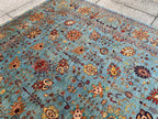Large Hand-Knotted Blue Persian Chobi Rug 13x9 – Wool Oriental Carpet, Floral Medallion Design, Vintage Style Living Room Area Rug 400x300cm