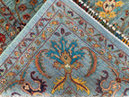 Large Hand-Knotted Blue Persian Chobi Rug 13x9 – Wool Oriental Carpet, Floral Medallion Design, Vintage Style Living Room Area Rug 400x300cm