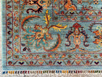 Large Hand-Knotted Blue Persian Chobi Rug 13x9 – Wool Oriental Carpet, Floral Medallion Design, Vintage Style Living Room Area Rug 400x300cm