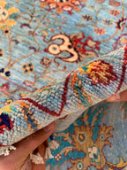 Large Hand-Knotted Blue Persian Chobi Rug 13x9 – Wool Oriental Carpet, Floral Medallion Design, Vintage Style Living Room Area Rug 400x300cm