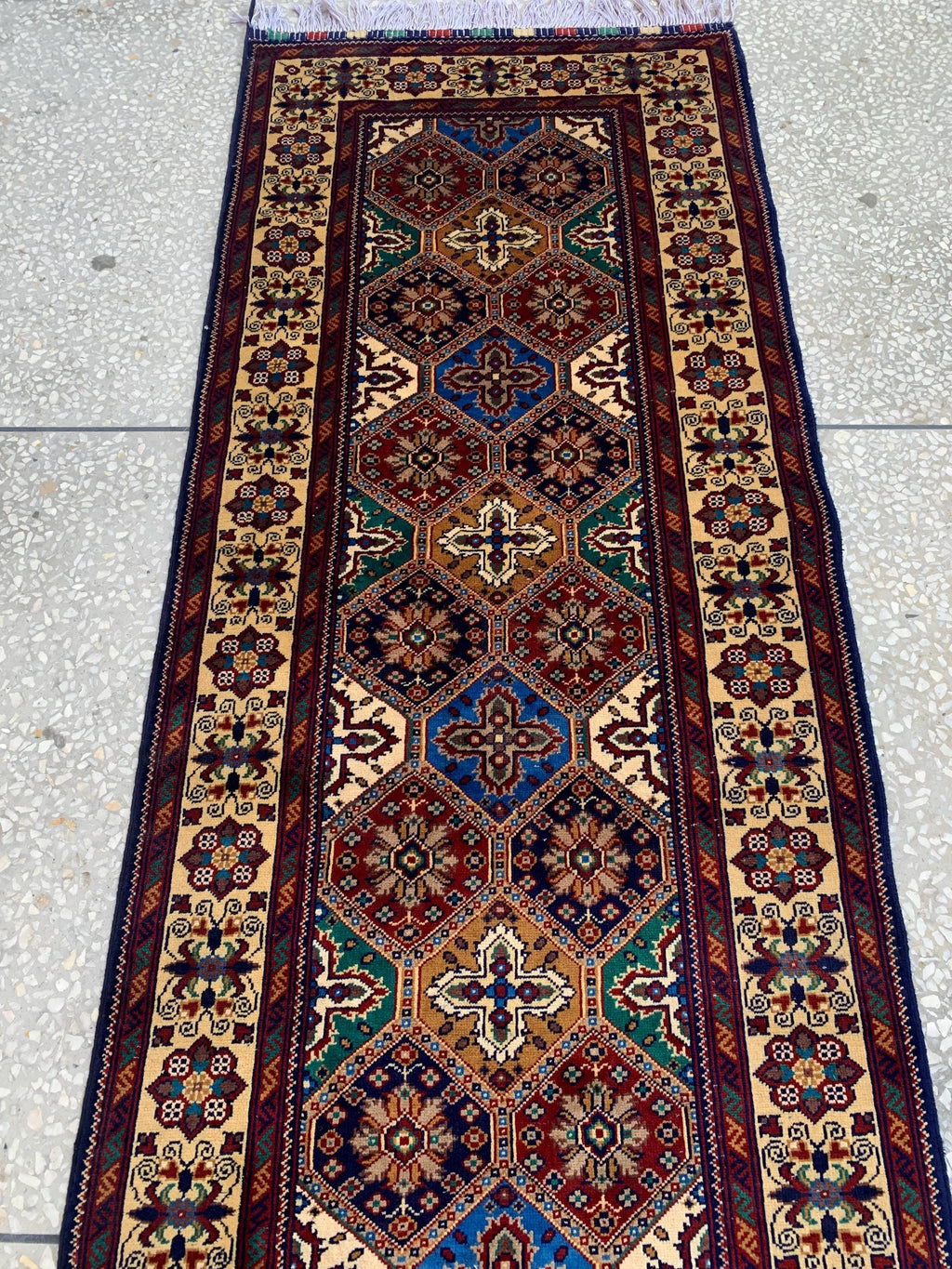 Handmade Runner Rug 12.10 x 3 | Custom Wool & Cotton Rug |Multicolor Unique Area Runner for Hallway, Living Room, or Entryway 391x90cm