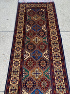 Handmade Runner Rug 12.10 x 3 | Custom Wool & Cotton Rug |Multicolor Unique Area Runner for Hallway, Living Room, or Entryway 391x90cm