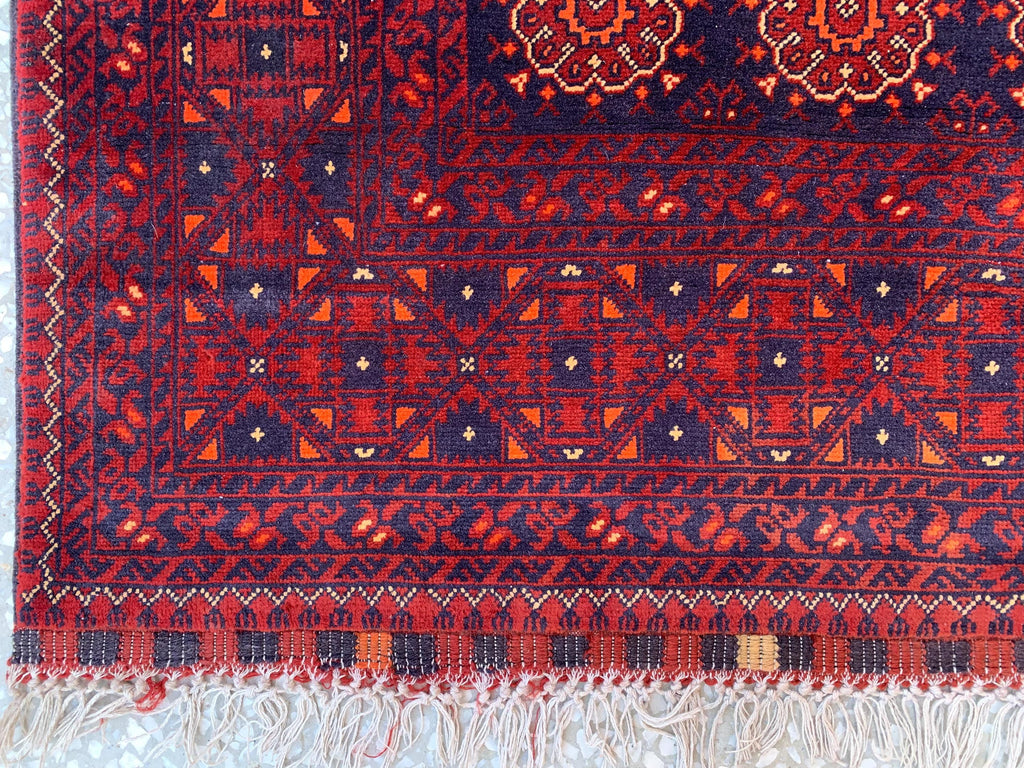 Vintage Turkmen Patnus Gul Rug 9.10x6.6 | Authentic Handwoven Wool Carpet | Traditional Tribal Design | Classic Decorative Rug, Bedroom Rug