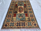 Handwoven Beljik Naksha Rug 5.1x3 ft – Vintage Tribal Wool Area Rug – Afghan Nomadic Carpet – Boho Oriental Home Decor – Small Handmade Rug