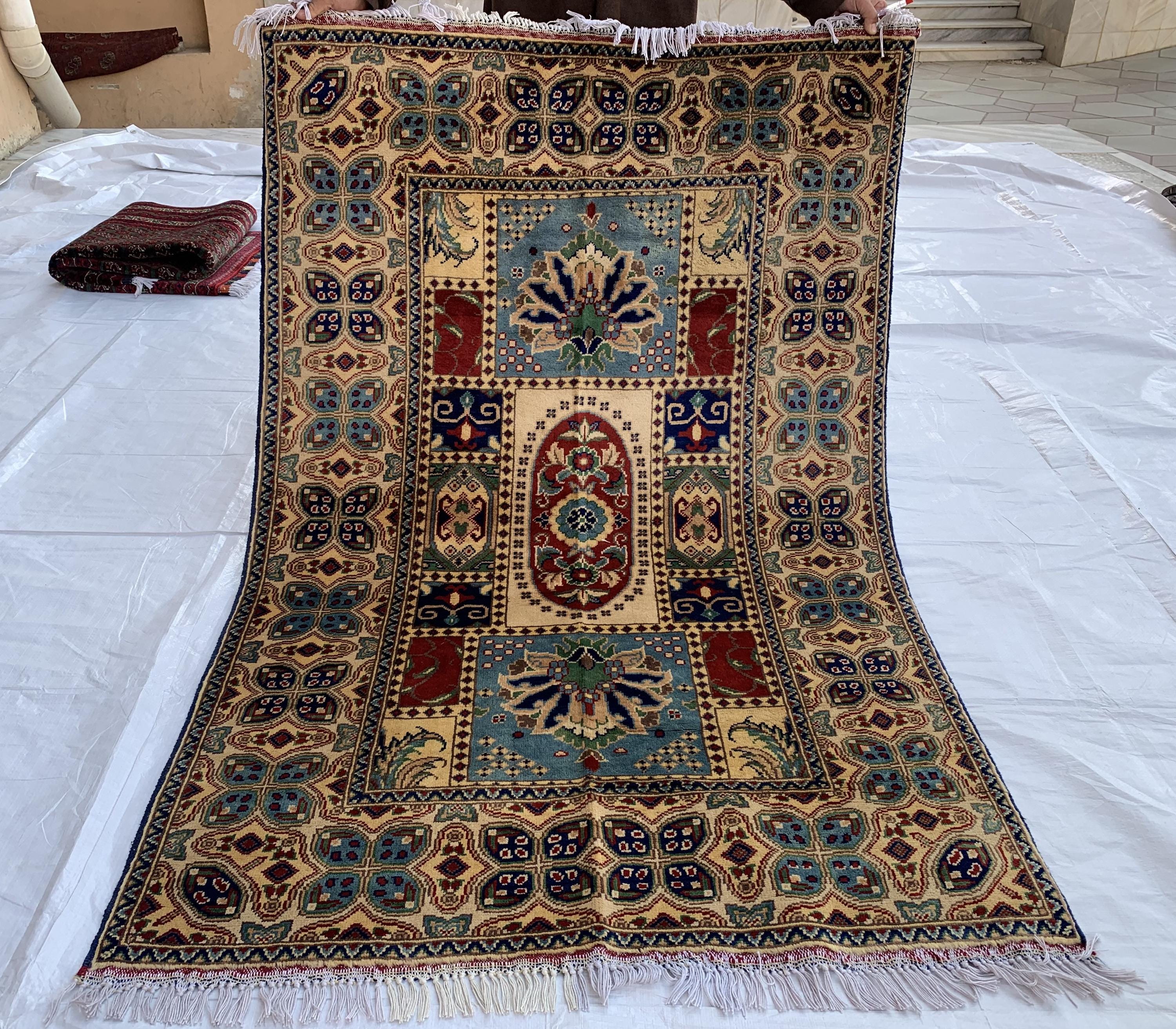 Handwoven Beljik Naksha Rug 5.1x3 ft – Vintage Tribal Wool Area Rug – Afghan Nomadic Carpet – Boho Oriental Home Decor – Small Handmade Rug