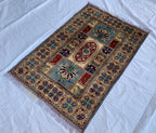 Handwoven Beljik Naksha Rug 5.1x3 ft – Vintage Tribal Wool Area Rug – Afghan Nomadic Carpet – Boho Oriental Home Decor – Small Handmade Rug