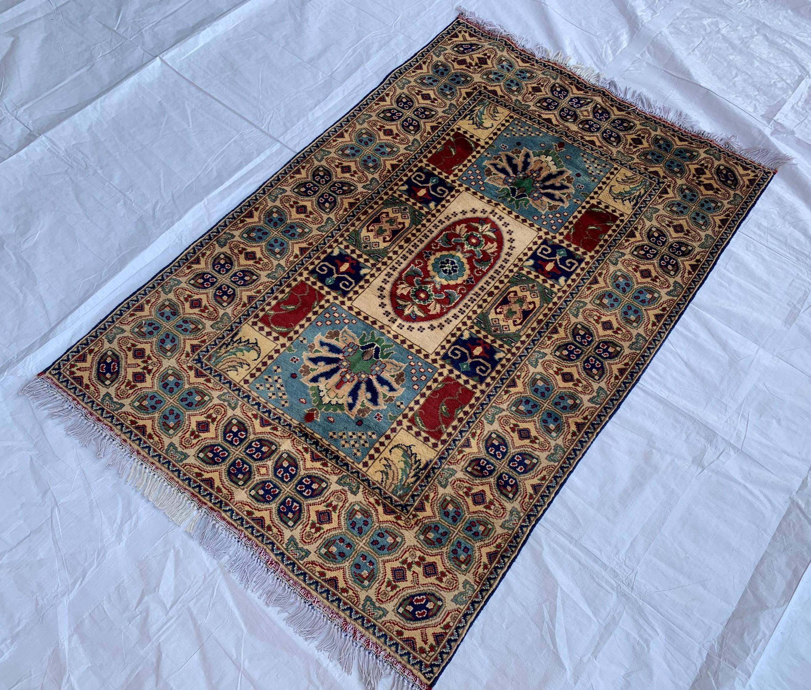 Handwoven Beljik Naksha Rug 5.1x3 ft – Vintage Tribal Wool Area Rug – Afghan Nomadic Carpet – Boho Oriental Home Decor – Small Handmade Rug