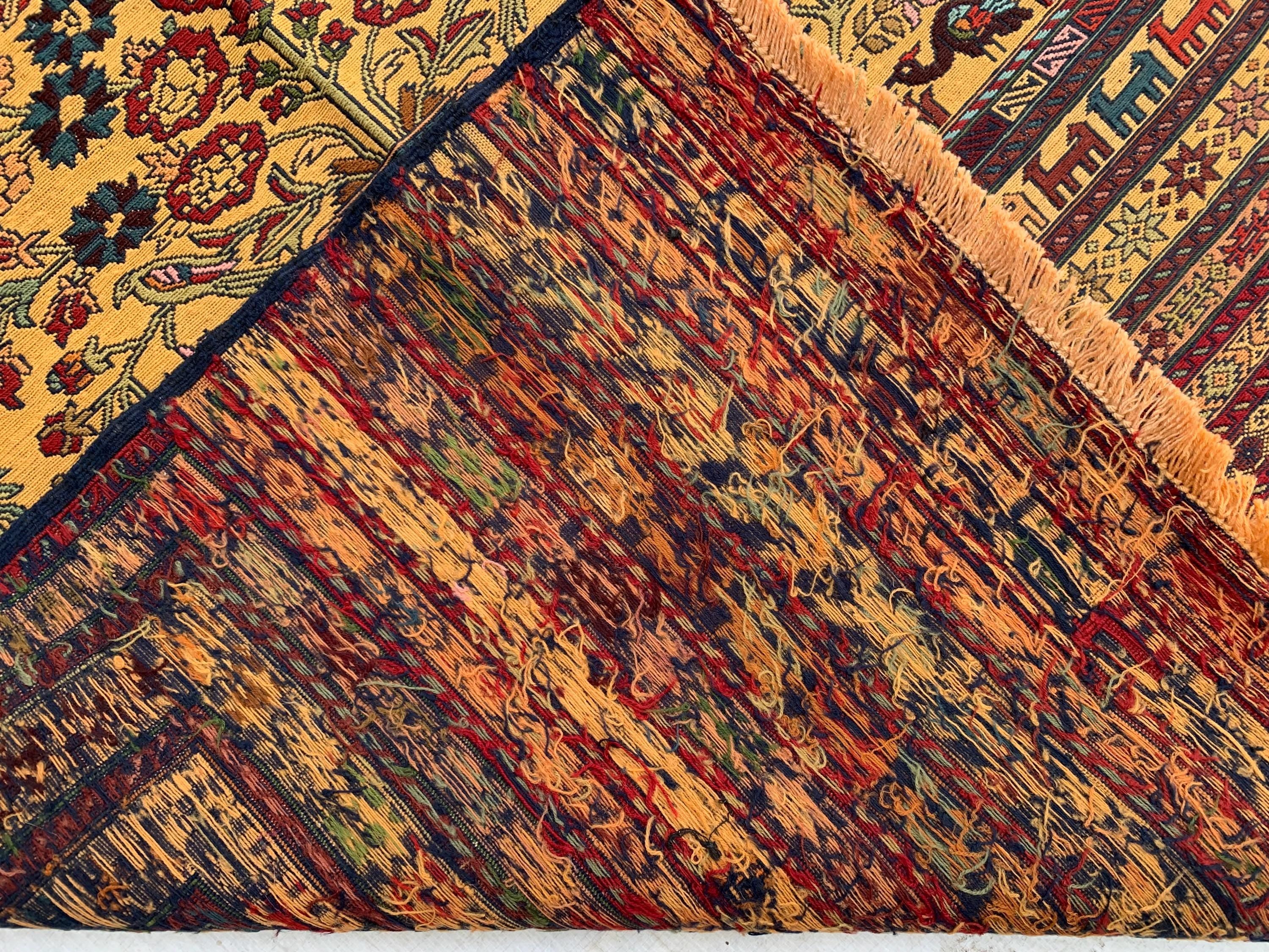 Antique Handmade Colorful Kilim Rug 6.7x3.10ft –Wool Persian Runner, Turkmen Tribal Vintage Carpet, Boho Floor Mat, Functional Hallway Decor