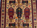 Pictorial Vintage Rug 5.6x4.1 ft – Handmade Wool Animal Scene Carpet, Tribal Wall Hanging, Persian Boho Decor, Rustic Art Rug, Farmhouse rug