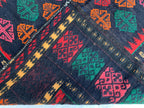 4x4 Vintage Square Handwoven Tribal Kilim, Turkmen Geometric Wool Rug, Rustic Home decor, Perfect for Kitchen, farmhouse, Entryway