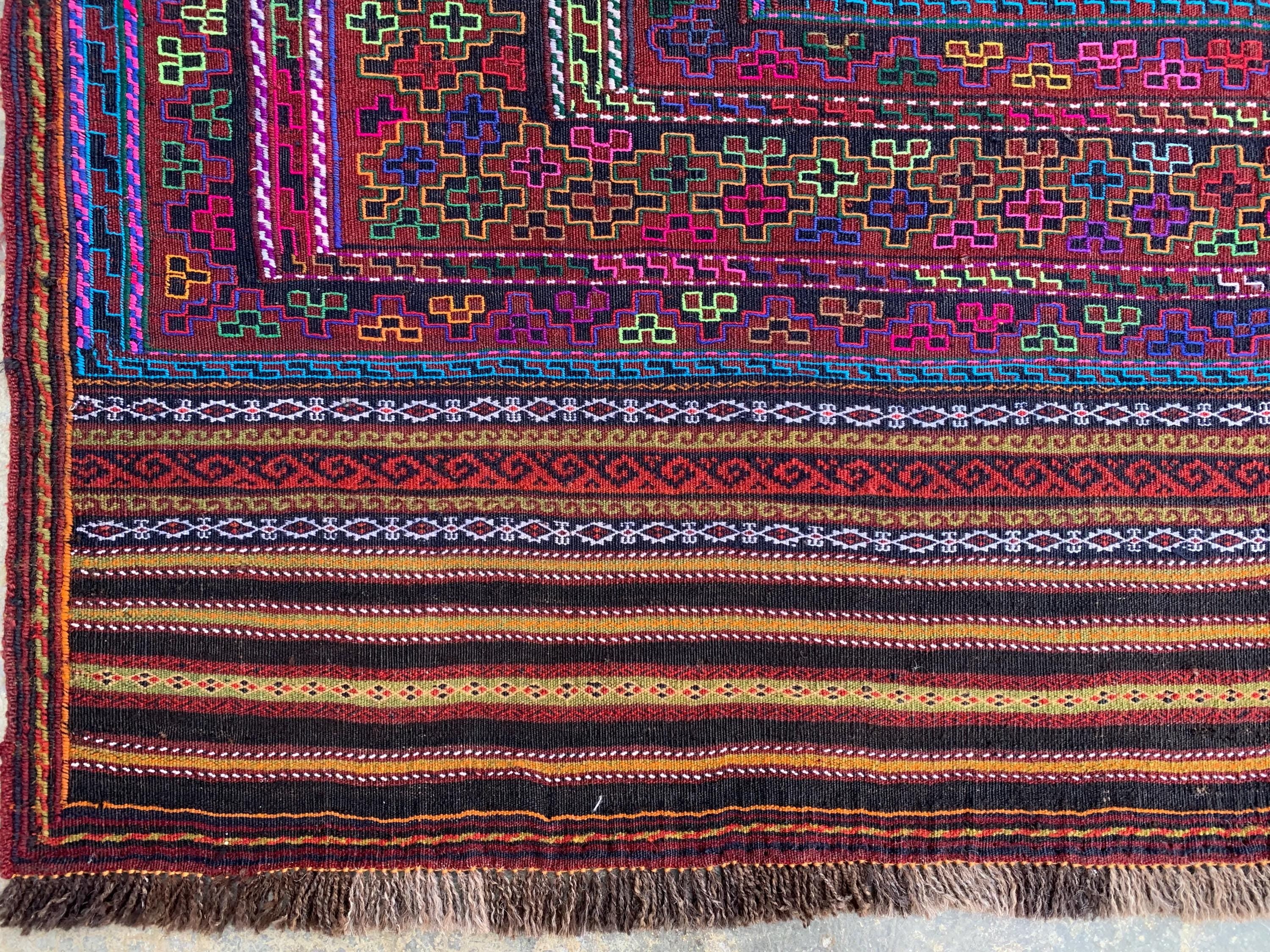 Afghan Vintage Kilim Rug 5x5ft, – Handwoven Wool Tribal Carpet, Boho Area Rug for Living Room, Bedroom, or Entryway, Rustic Home Decor