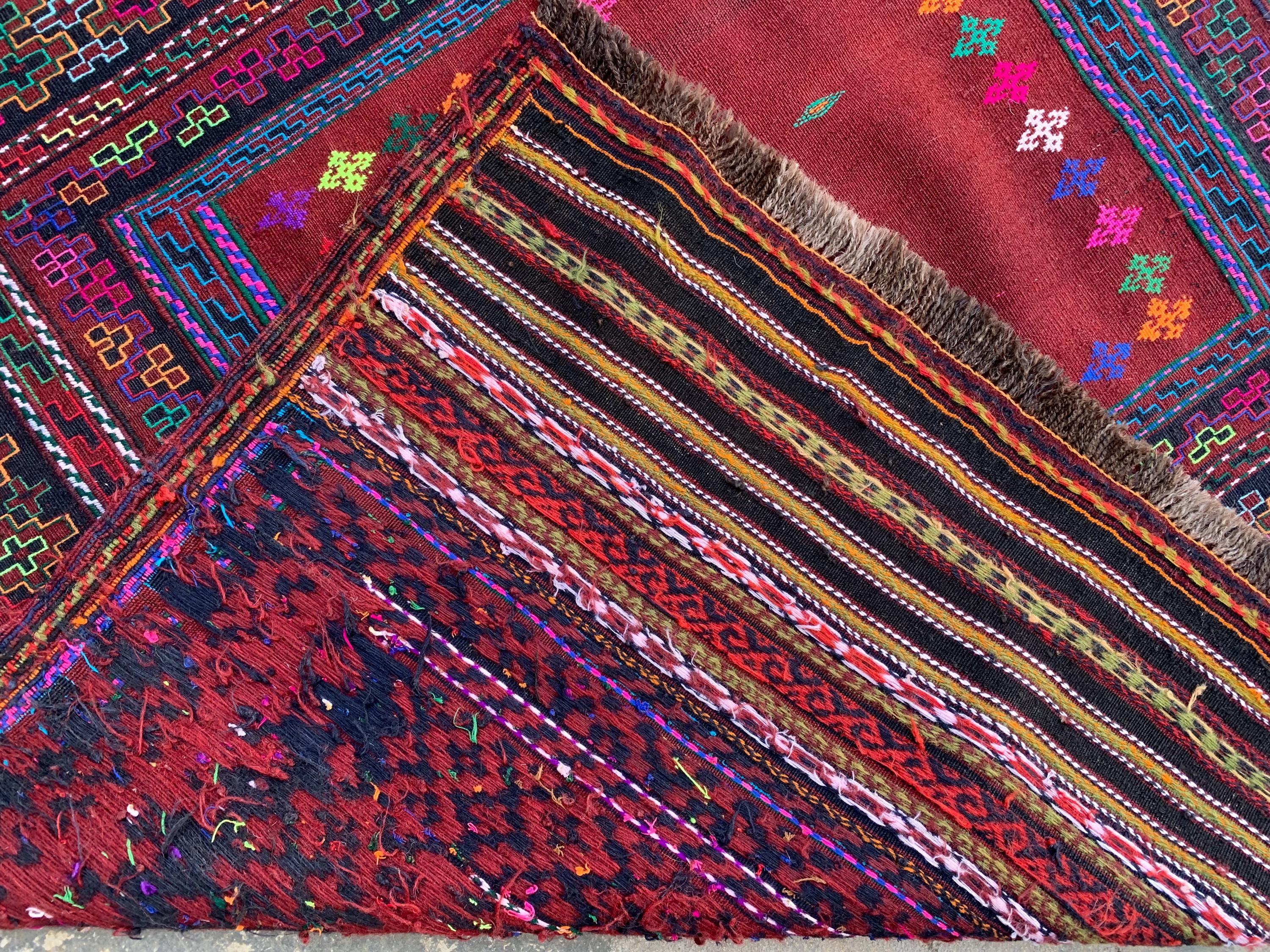 Afghan Vintage Kilim Rug 5x5ft, – Handwoven Wool Tribal Carpet, Boho Area Rug for Living Room, Bedroom, or Entryway, Rustic Home Decor