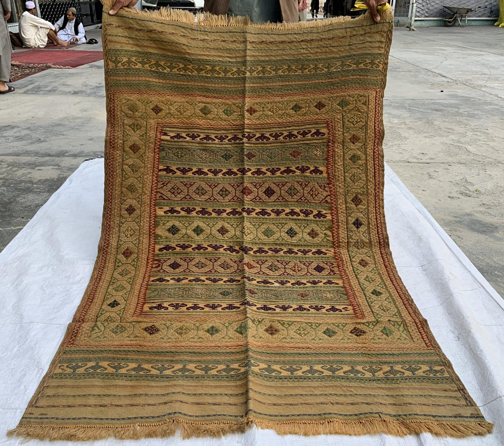 80-Year-Old Vintage Herati Kilim Rug 5.5x3.8 ft | Antique Afghan Flatweave | Collectible Tribal Carpet | Boho Area Rug or Farmhouse rug