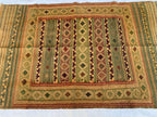 80-Year-Old Vintage Herati Kilim Rug 5.5x3.8 ft | Antique Afghan Flatweave | Collectible Tribal Carpet | Boho Area Rug or Farmhouse rug