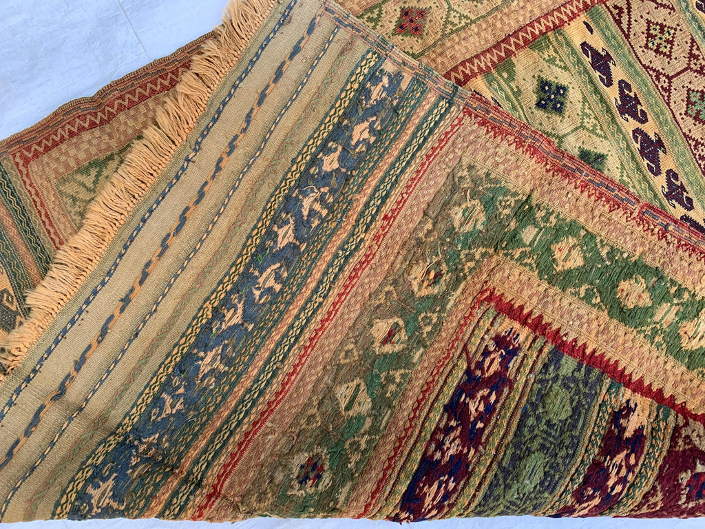 80-Year-Old Vintage Herati Kilim Rug 5.5x3.8 ft | Antique Afghan Flatweave | Collectible Tribal Carpet | Boho Area Rug or Farmhouse rug