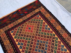 4x6ft, Vintage Kilim Rug | Burgundy Red Handmade Afghan Flatweave | Tribal Geometric Boho Area Carpet, Livingroom Rug, Farmhouse rug