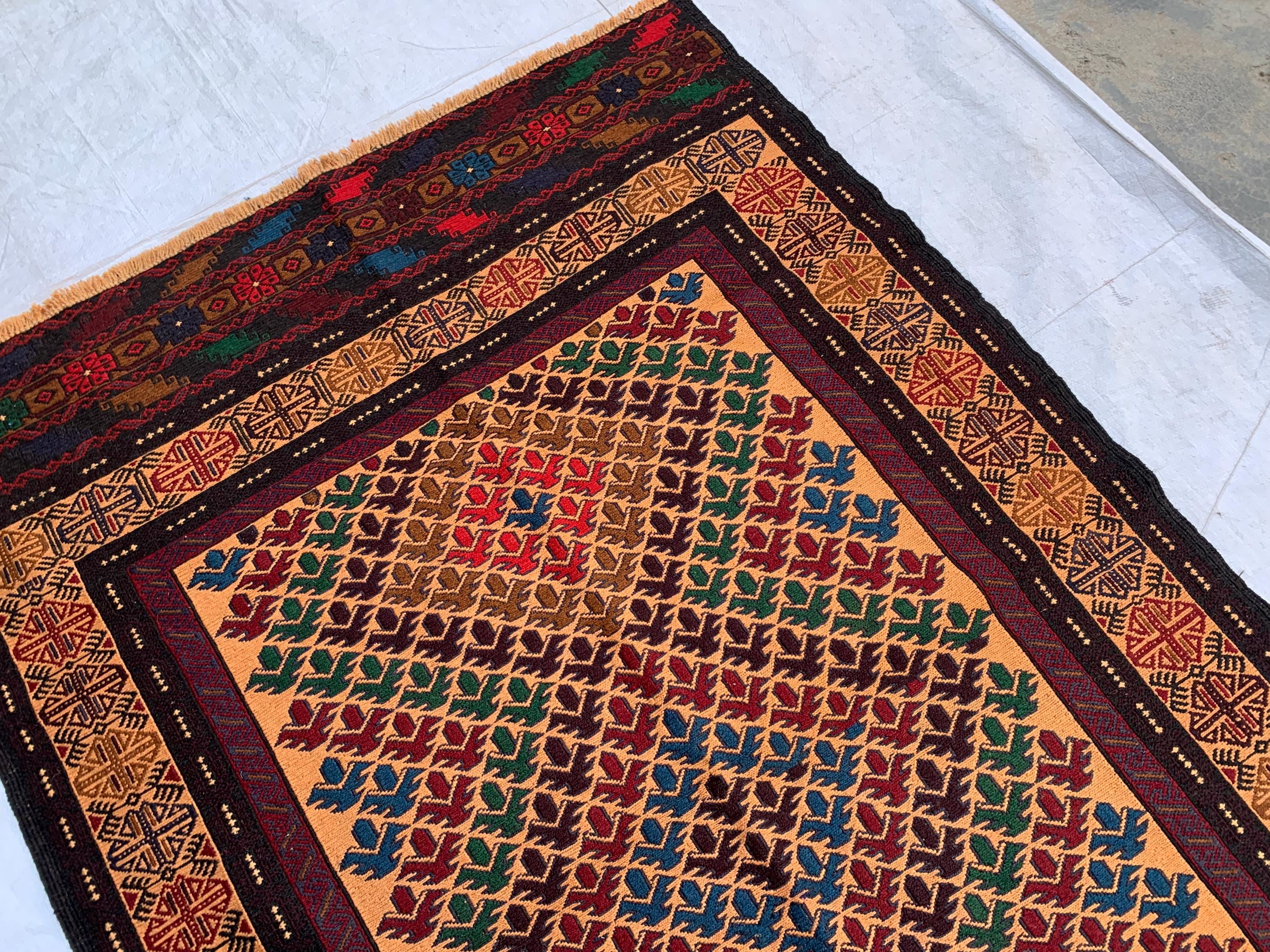 4x6ft, Vintage Kilim Rug | Burgundy Red Handmade Afghan Flatweave | Tribal Geometric Boho Area Carpet, Livingroom Rug, Farmhouse rug