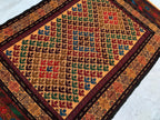 4x6ft, Vintage Kilim Rug | Burgundy Red Handmade Afghan Flatweave | Tribal Geometric Boho Area Carpet, Livingroom Rug, Farmhouse rug