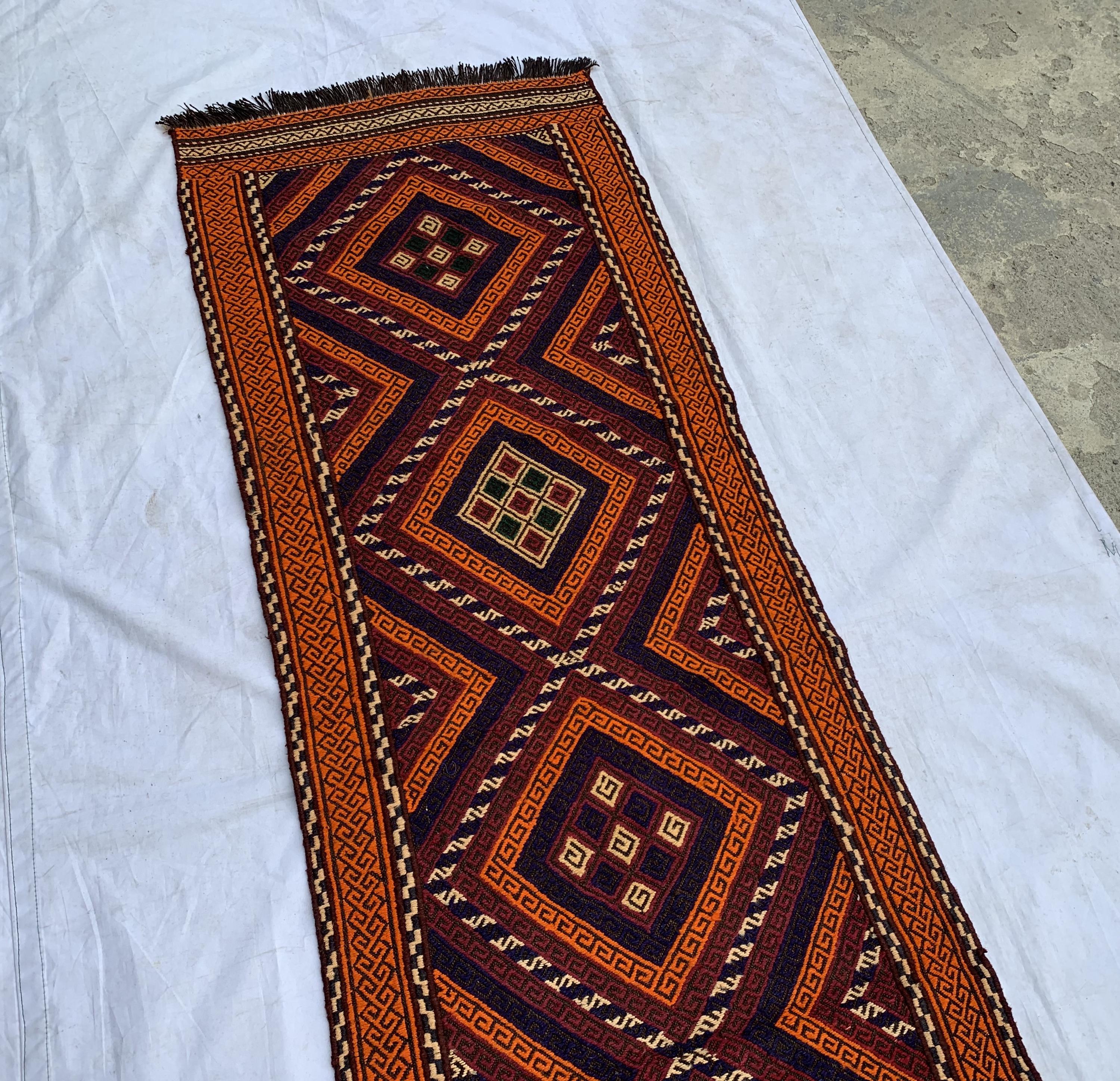 2'1x7'4ft, Vintage Kilim Runner Rug – Handwoven Wool Hallway Rug, Narrow Boho Runner, Rustic Turkish Carpet, Tribal Area Rug, Kitchen Rug