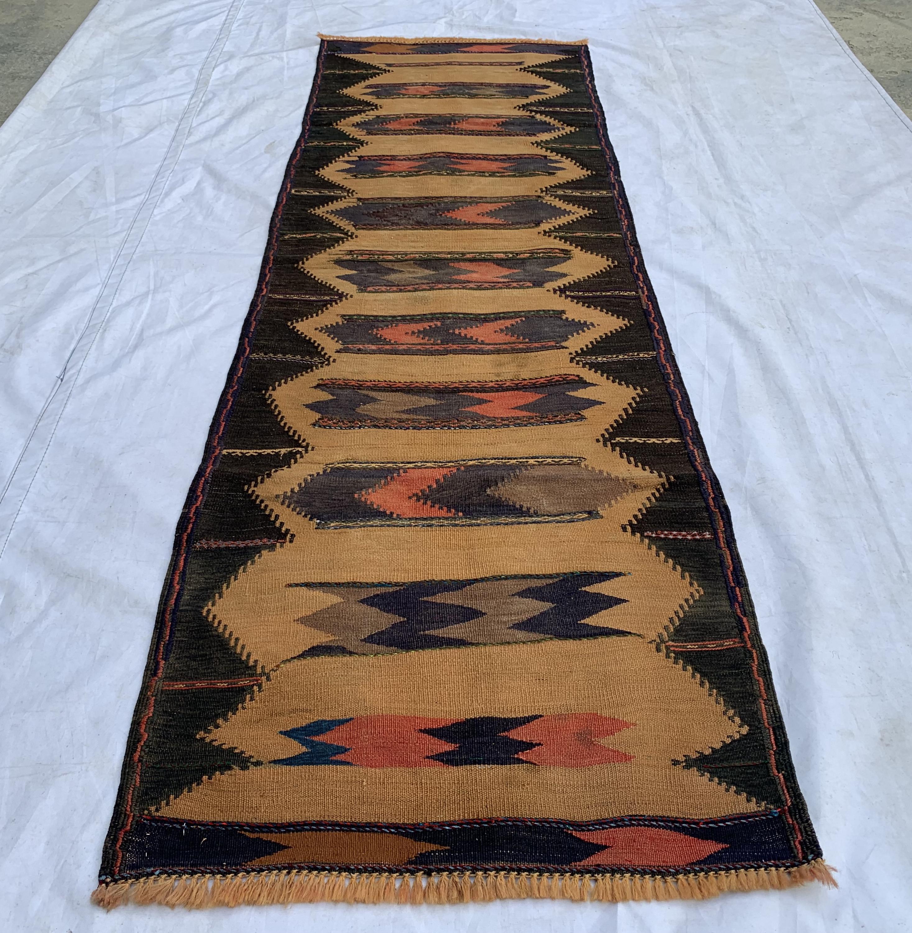 Vintage Kilim Runner Rug 2'1x6'5ft – Handwoven Wool Hallway Runner, Boho Tribal Carpet, Rustic Afghan Narrow Rug, Ethnic Area Decor