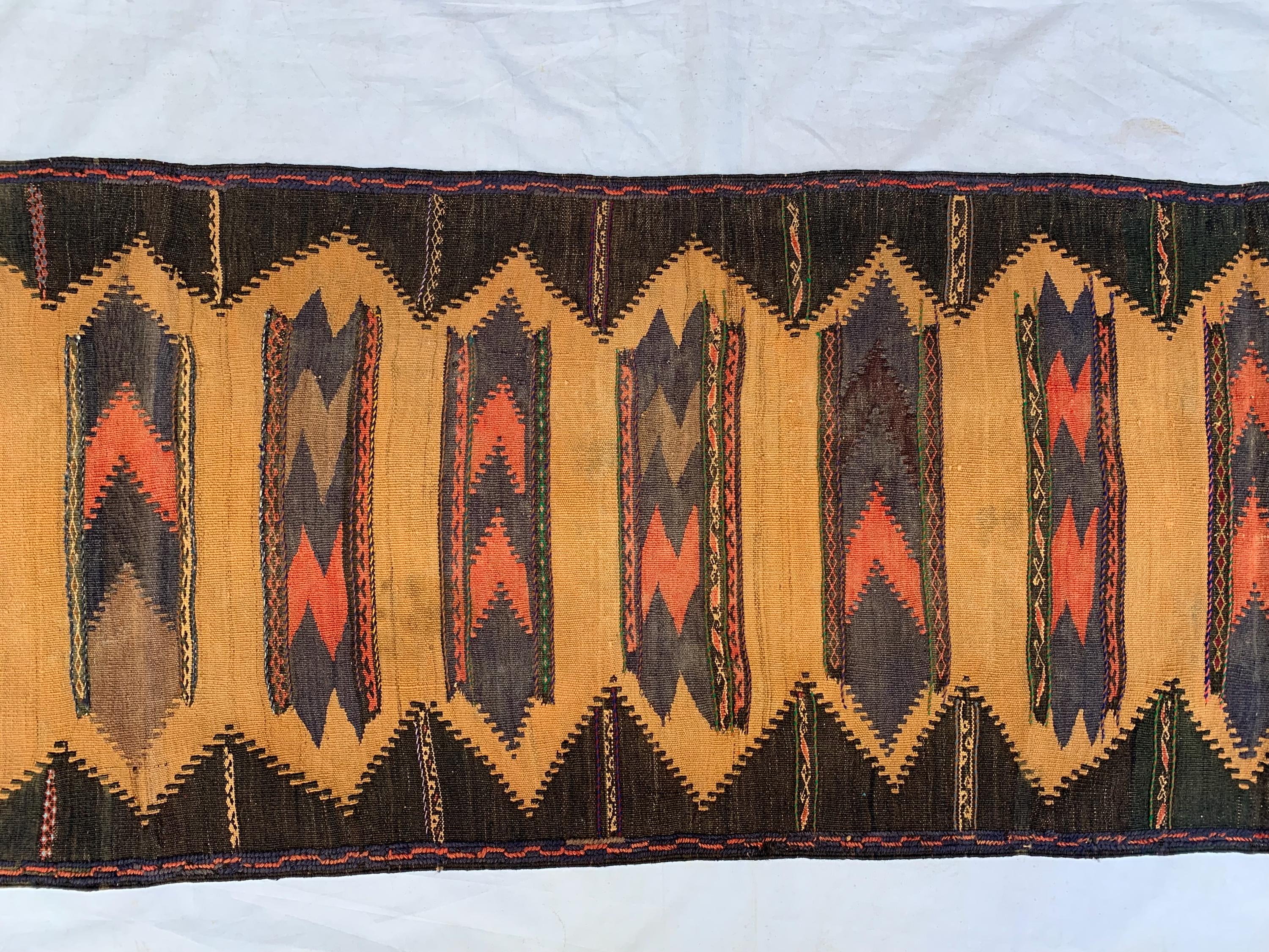 Vintage Kilim Runner Rug 2'1x6'5ft – Handwoven Wool Hallway Runner, Boho Tribal Carpet, Rustic Afghan Narrow Rug, Ethnic Area Decor