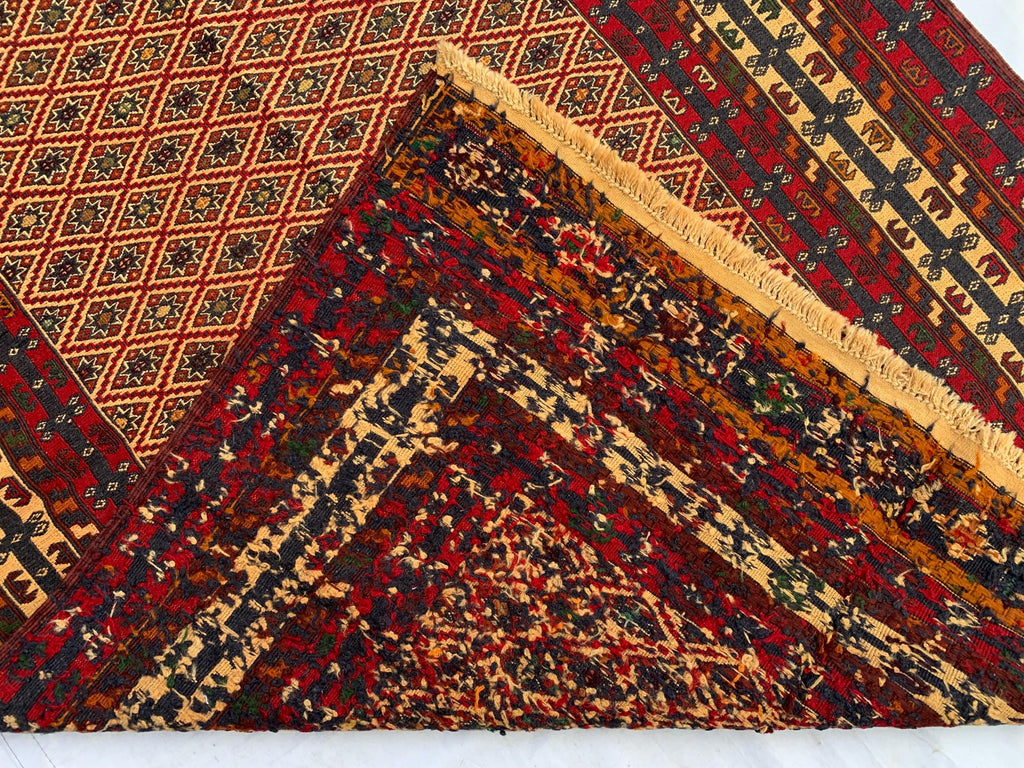 Collectible Vintage Herati Kilim Rug – Handwoven Persian Runner 4x6ft –Unique Wool Gift Idea, Perfect for Bedroom, Living room 185x124cm
