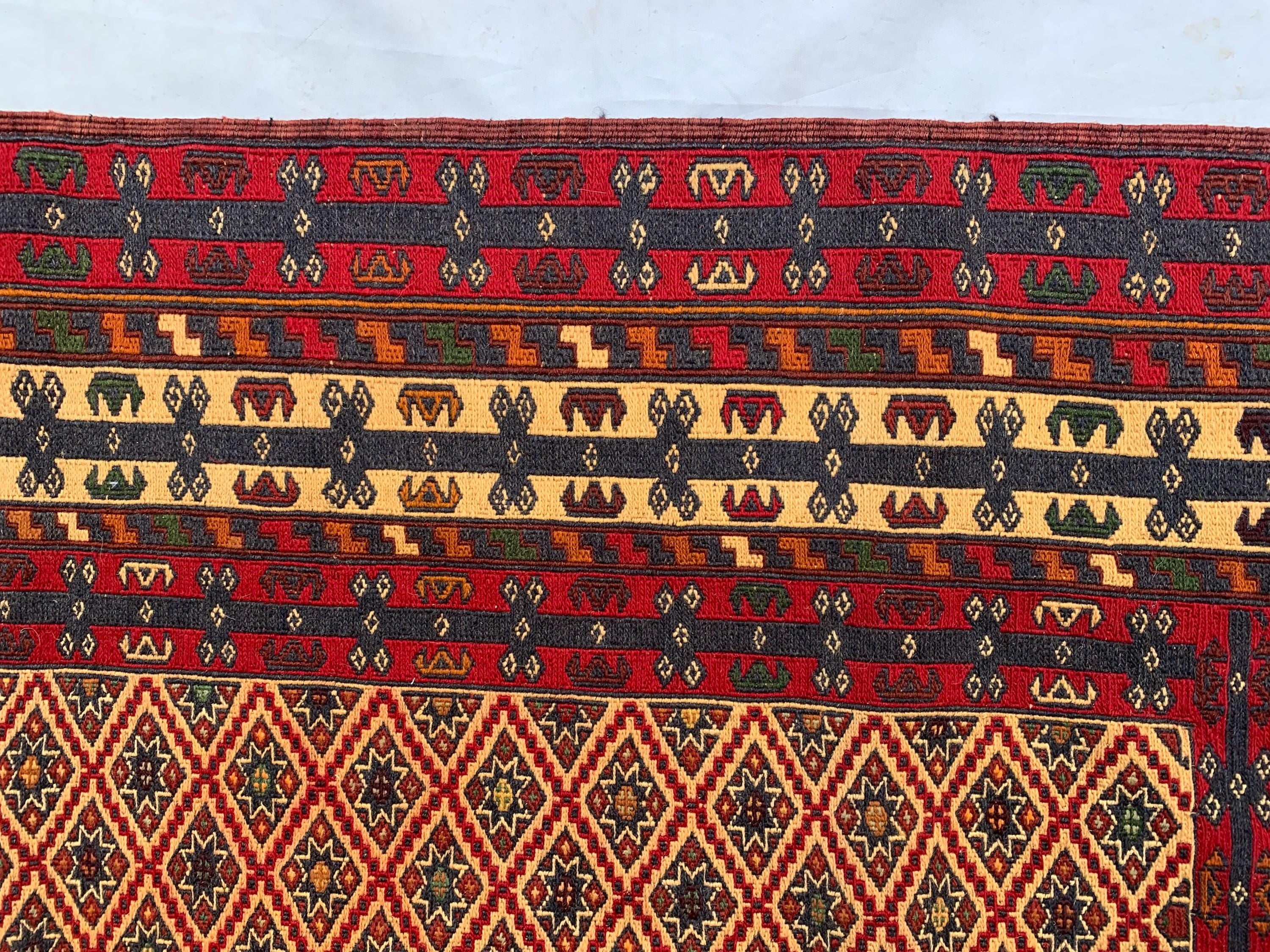 Collectible Vintage Herati Kilim Rug – Handwoven Persian Runner 4x6ft –Unique Wool Gift Idea, Perfect for Bedroom, Living room 185x124cm