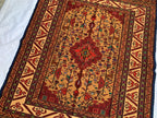 Turkmen Kilim Rug 3'10x 6'7 – Handwoven Wool Area Rug with Geometric Motifs – Red, Gold, Multicolor – Boho Living Room Decor