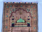 Handmade Turkmen Bukhara Beljik Prayer Rug 4.5x2.11 ft – Vintage Wool Islamic Mat, Red Tribal Design, Muslim Prayer Carpet, Hajj Gift