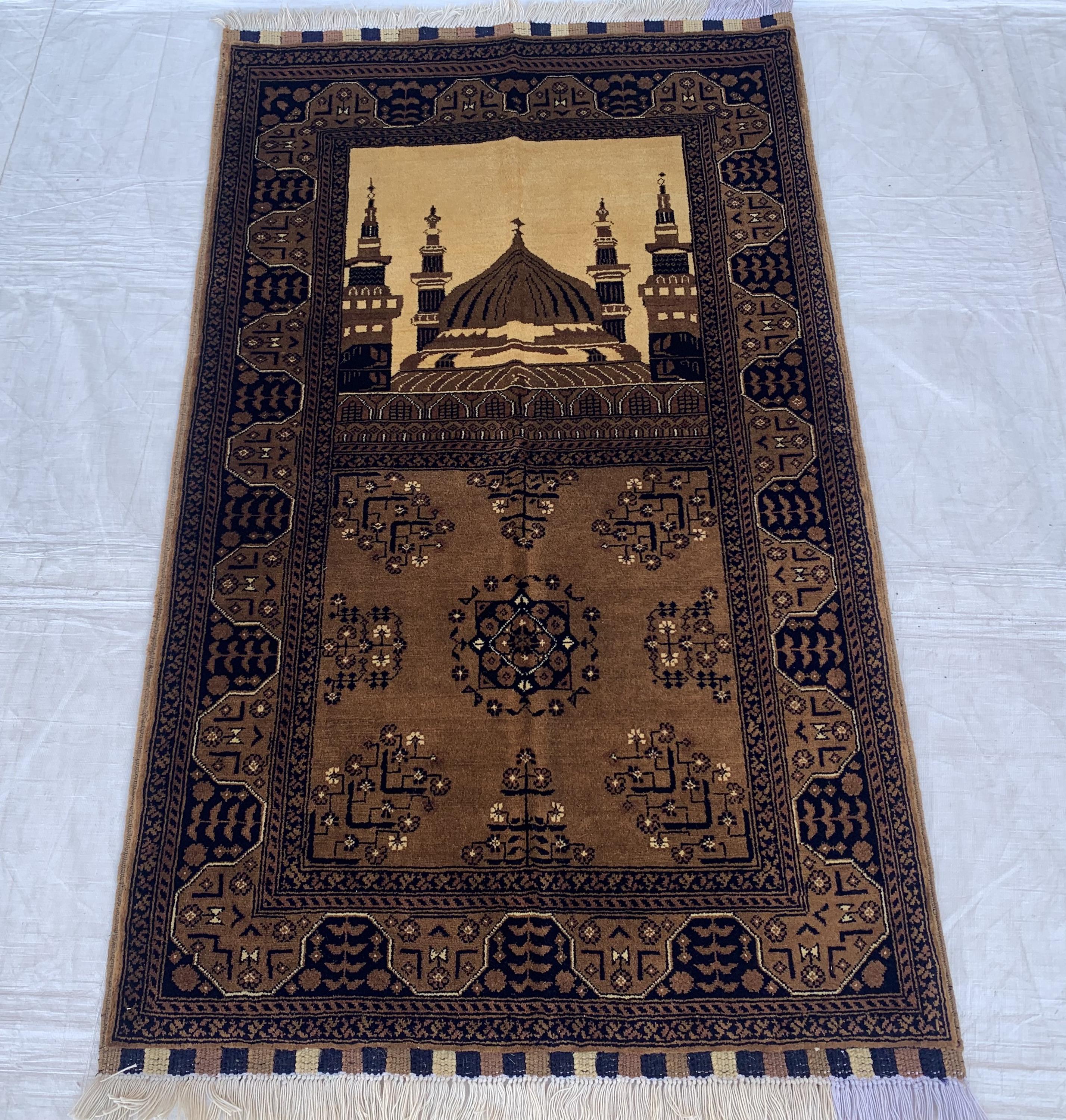 4.5x2.11 Handwoven Beljik Bukhara Prayer Rug – Turkmen Vintage Wool Islamic Mat, Red Tribal Design, Muslim Prayer Carpet, Muslim Gift