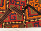 Vintage Kilim Rug 10.1x5.3 ft – Handwoven Wool Area Rug, Boho Tribal Carpet, Geometric Flatweave Runner, Red and Burnt Orange Turkmen Kilim