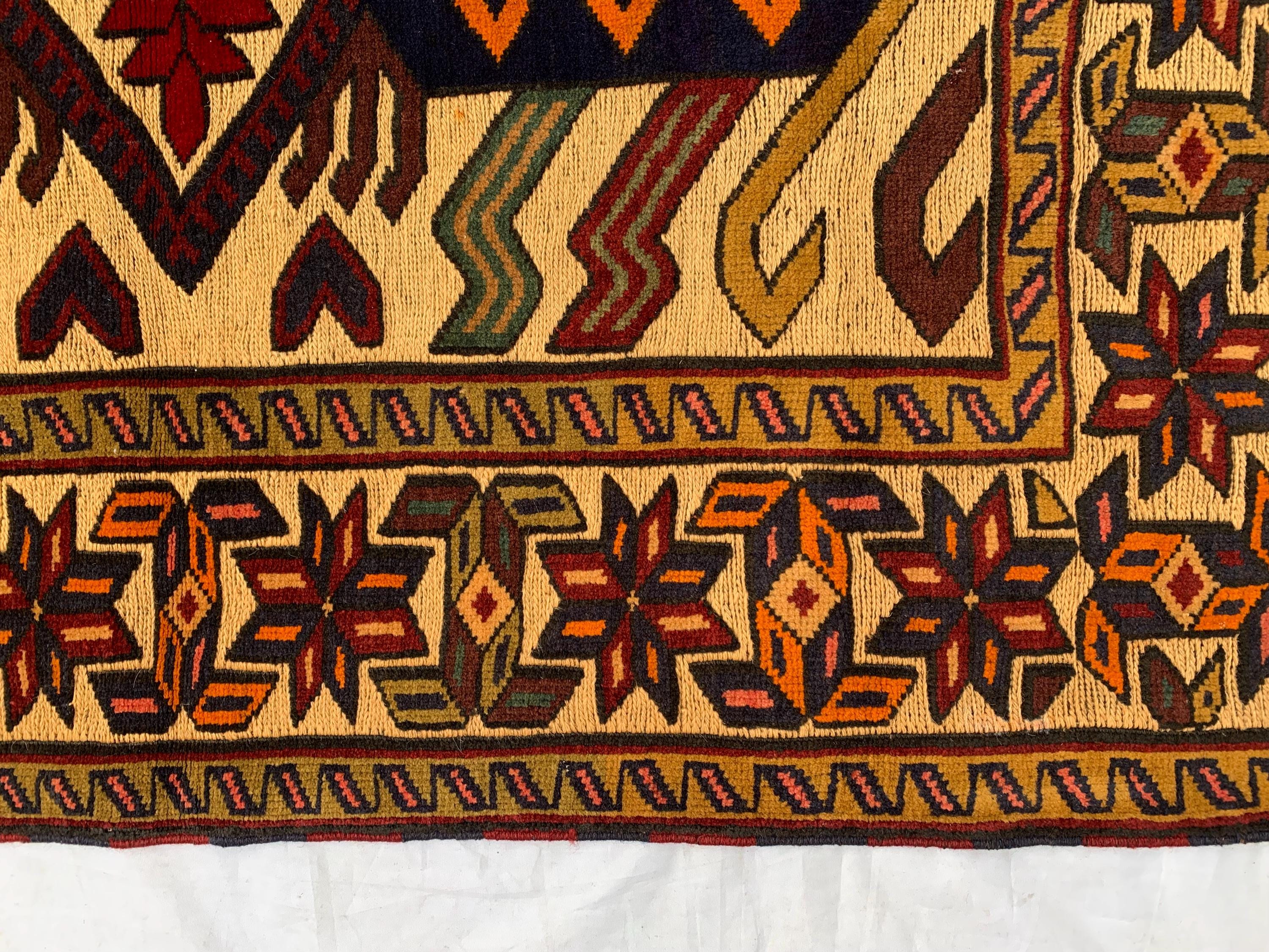 4x6ft, Vintage Baluchi Rug – Turkmen Handwoven Wool Tribal Area Rug, Persian Nomadic Carpet, Boho Decor, Geometric Oriental Rug, Bedroom Rug