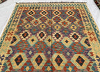 7x10ft Kilim Multicolor Rug – Large Handwoven Wool Area Rug, Tribal Afghan Flatweave Carpet, Boho decor, rug for living room 293x202 cm