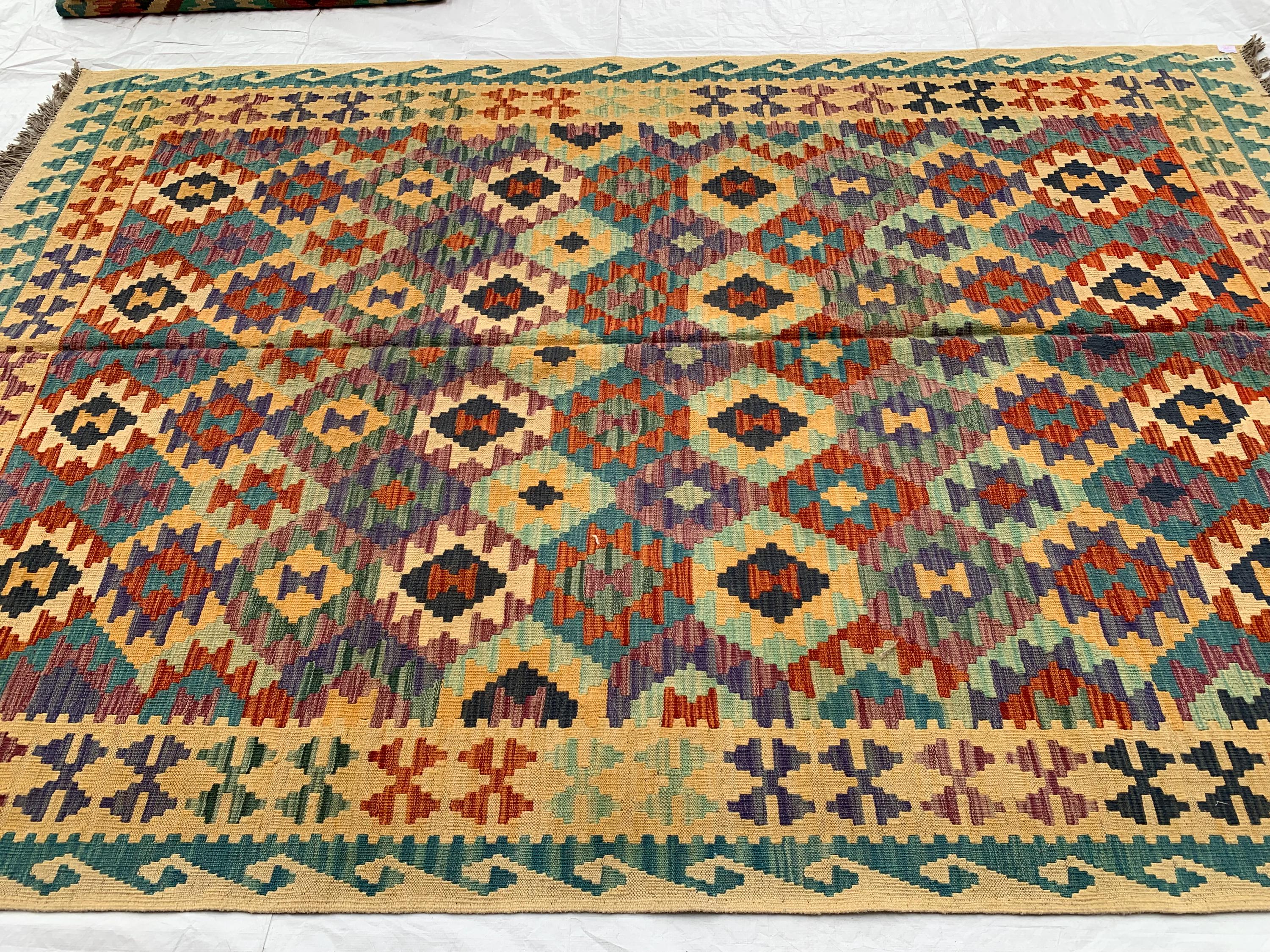 7x10ft Kilim Multicolor Rug – Large Handwoven Wool Area Rug, Tribal Afghan Flatweave Carpet, Boho decor, rug for living room 293x202 cm