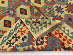 7x10ft Kilim Multicolor Rug – Large Handwoven Wool Area Rug, Tribal Afghan Flatweave Carpet, Boho decor, rug for living room 293x202 cm
