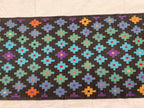 3x7ft, Handwoven Afghan Kilim Runner Rug – Geometric Tribal Pattern, Multicolor on Black, Wool Flatweave Hallway Rug, Kitchen Rug, 199x81cm